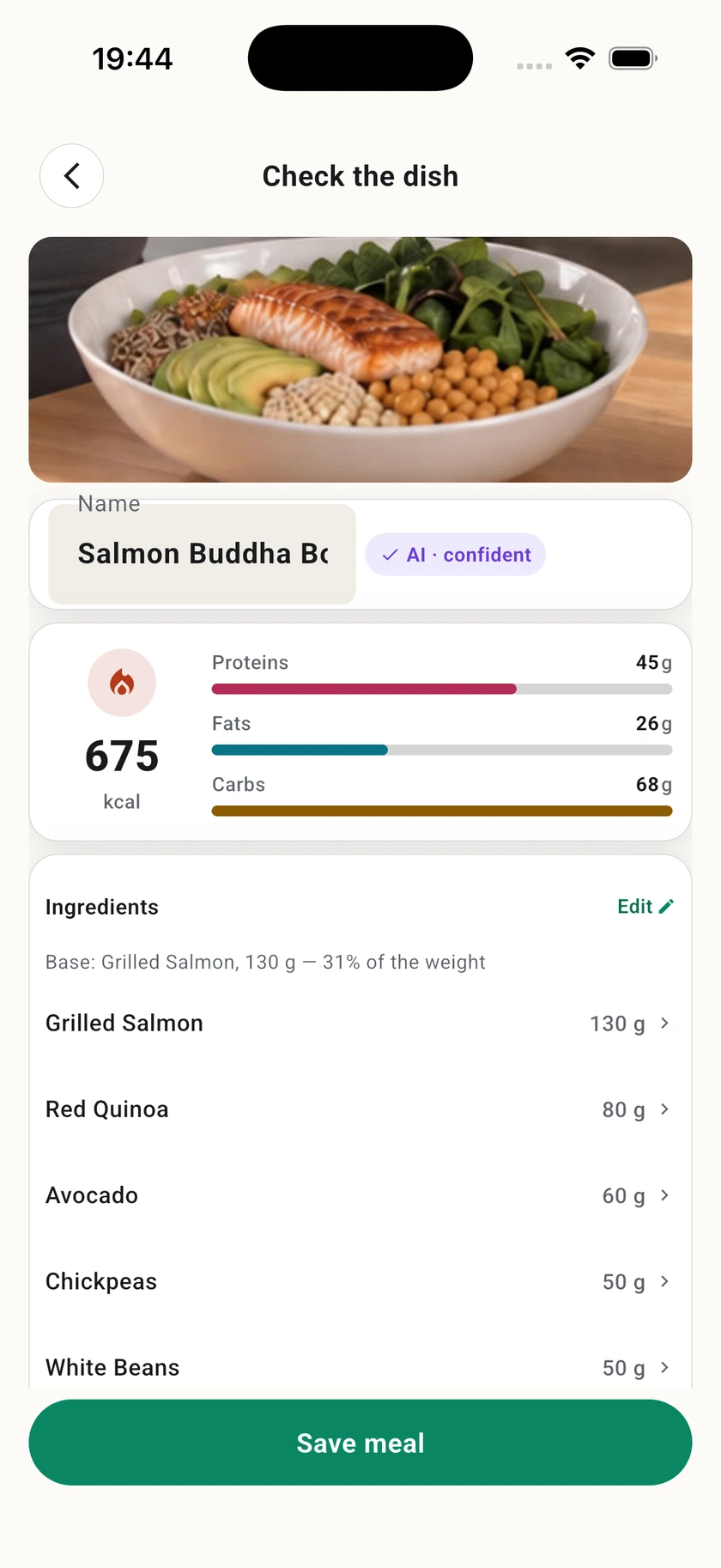 Review: actual app screen